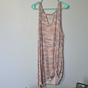 Maurices Pink and Gray Camo V-Neck Dress